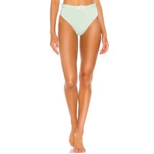 NEW WeWoreWhat Emily Bottoms Belted Aqua Foam Size Small High Waist Rise‎